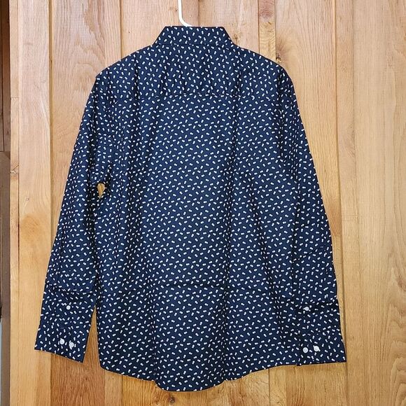 Julian & Mark Long Sleeve Button Down Casual Shirt Large, Blue, White, Grey Dots - Picture 2 of 10